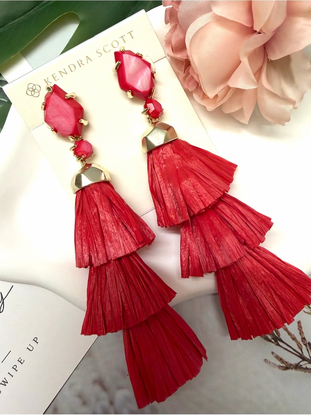Kendra Scott Denise Red Tiered Tassel Drop Earrings